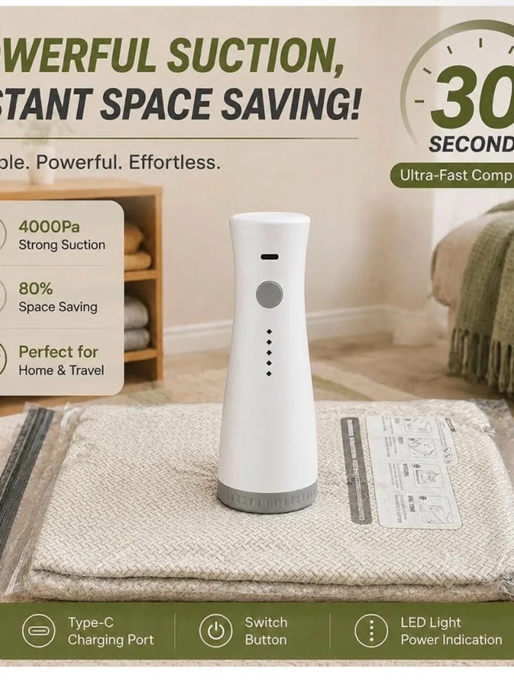Vacuum Storage Bags Reusable Space-Saving Organizer